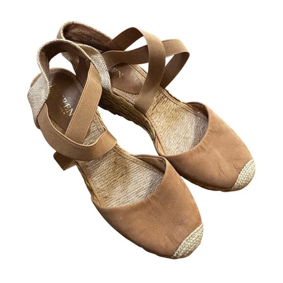 Lauren Ralph Lauren Casandra wedge heel espadrilles camel tan US Size 9.5B - Picture 1 of 9